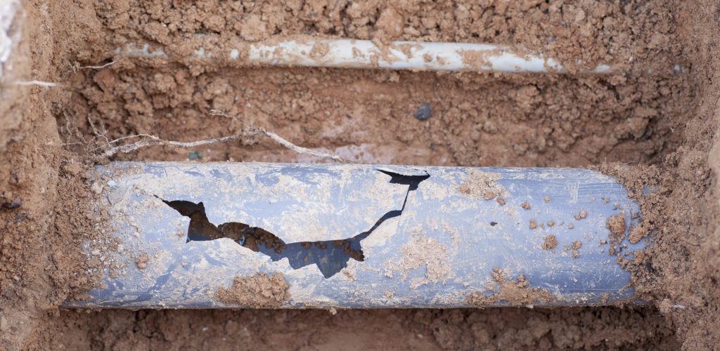 Collapsed sewer line requiring underground sewer repair and replacement